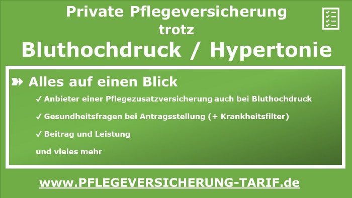 Private Pflegeversicherung auch bei Bluthochdruck